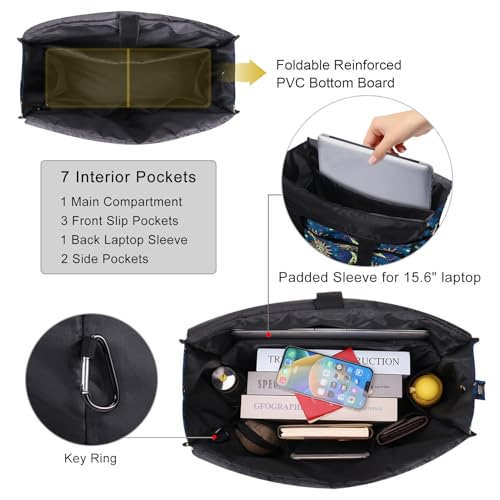 Utility Tote Bag with Laptop Compartment Luggage Sleeve Zippered Multi-pocket Commute Shoulder Purse for Nursing/Work3