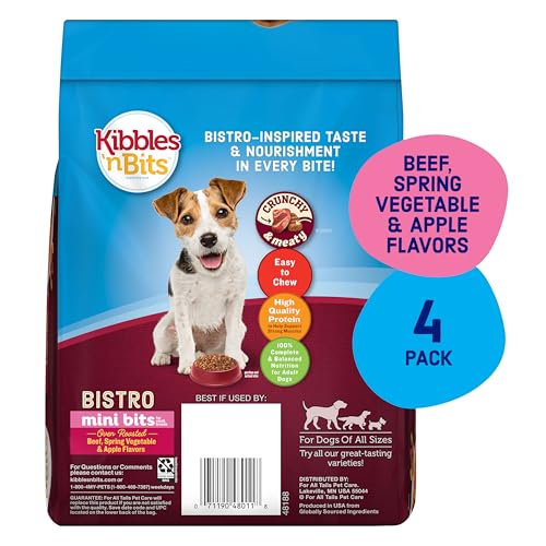Kibbles ‘n Bits Bistro Mini Bits Small Breed Dry Dog Food, Oven Roasted Beef, Spring Vegetable and Apple Flavors for Adult Dogs, 3.5 lb. Bag (Pack of 4) - Image 3