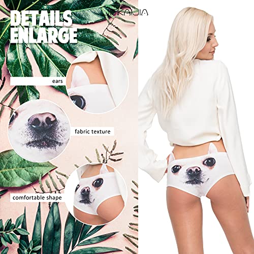 Image of JINKAIJIA Women's Flirty Sexy Funny Naughty 3D Printed Animal Tail Underwears Briefs Gifts With Cute Ears