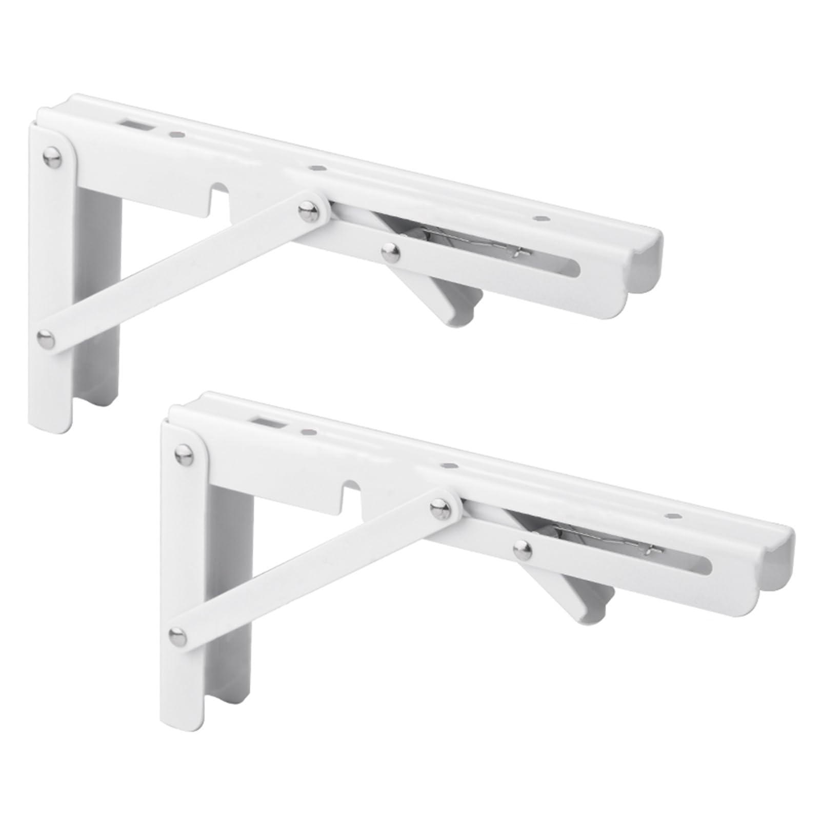 ZBBGTJK Heavy Duty Black Folding Shelf Brackets Max Load 165 lbs Space Saving Wall Mounted Brackets for Floating Shelves & Workbenches 12x6in (White)