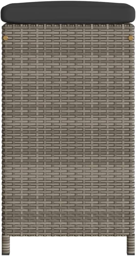 Garden Bar Stool Set of 2, Grey PE Rattan, Powder-Coated Steel Frame, 15.7x15.7x29.9 in, Outdoor Patio Dining Chairs for Balcony