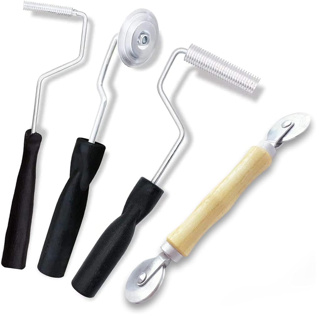 Odaa's Fiberglass Roller and Spline Roller with Wood Handle and Steel Wheels, Tools Kit Aluminum Alloy Bubble Roller kit Fiberglass Roller kit Bubble Roller Set for Tub Shower Bathtub Boat Repair