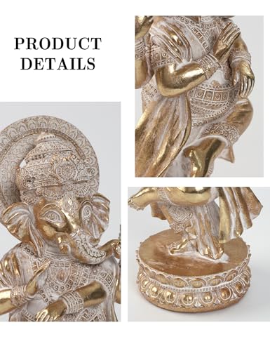 Estatua de Ganesha hindú de resina decorativa dorada miniatura 7