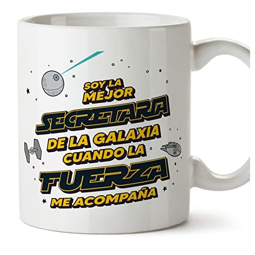 MUGFFINS Tazas para SECRETARIA mujer - En Español - Mejor de la Galaxia Cuando Fuerza me Acompaña - 11 oz / 330 ml - Regalo original y divertido
