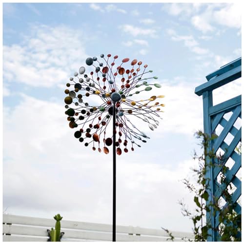 Roue à vent bidirectionnelle cinétique lumineuse pour décoration extérieure - 2
