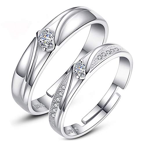 Preisvergleich Produktbild 24 JOYAS Paar verstellbare Ringe, Trauringe für Verliebte. Romantisches Geschenk Ideal für Verlobung, Weihnachten, Jubiläum