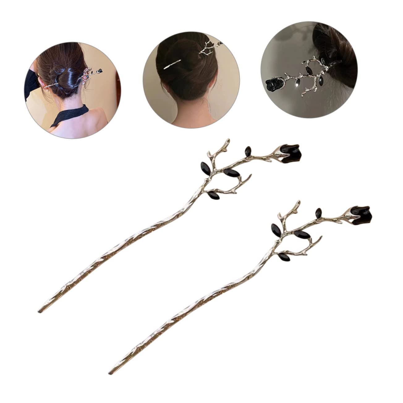 Beavorty 8piezas Horquillas De Flores De Rosa Para Cabello Pasadores Retro Para Moños Adorno Metálico Para Peinados Elegantes