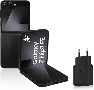Samsung Galaxy Z Flip7 FE, Smartphone Android 5G avec Galaxy AI, 256 Go, Chargeur Secteur Rapide 25W Inclus, Smartphone déverrouillé, Noir, Version FR