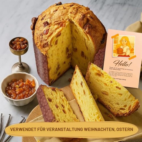 Panettone-Papierform, Standard, 425 ml, Braun, rund, antihaftbeschichtet, Panettone-Papier-Backformen, braunes Standard-Design, B 13 x H 8 cm, 12 Stück