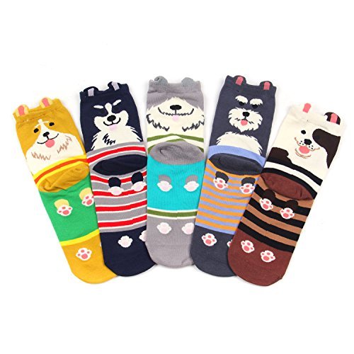 Lot de 5 paires de chaussettes fantaisie en coton pour femme Motif personnage de dessin animé Taille unique, 803 - Lot de 5, Taille unique – vue 6