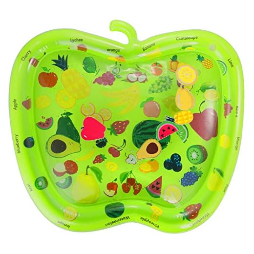 Uppblåsbar vattenmatta, premium baby vatten lekmatta med 6 flytande leksaker för baby aktivitetscenter för tidig utveckling, gåva för nyfödda – 80 x 76 cm/31,5 x 30 tum