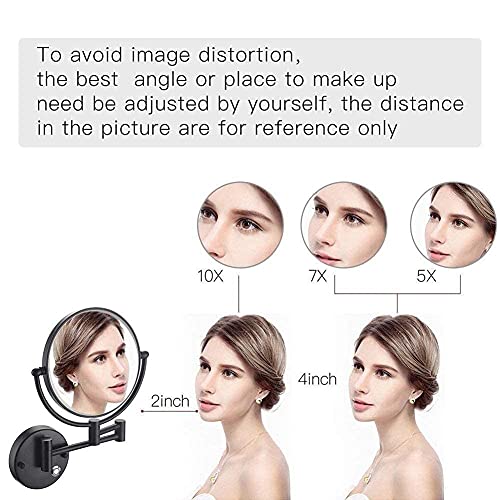 Miroir de maquillage mural extensible 3X noir mat JCAKES de 8 pouces - 3
