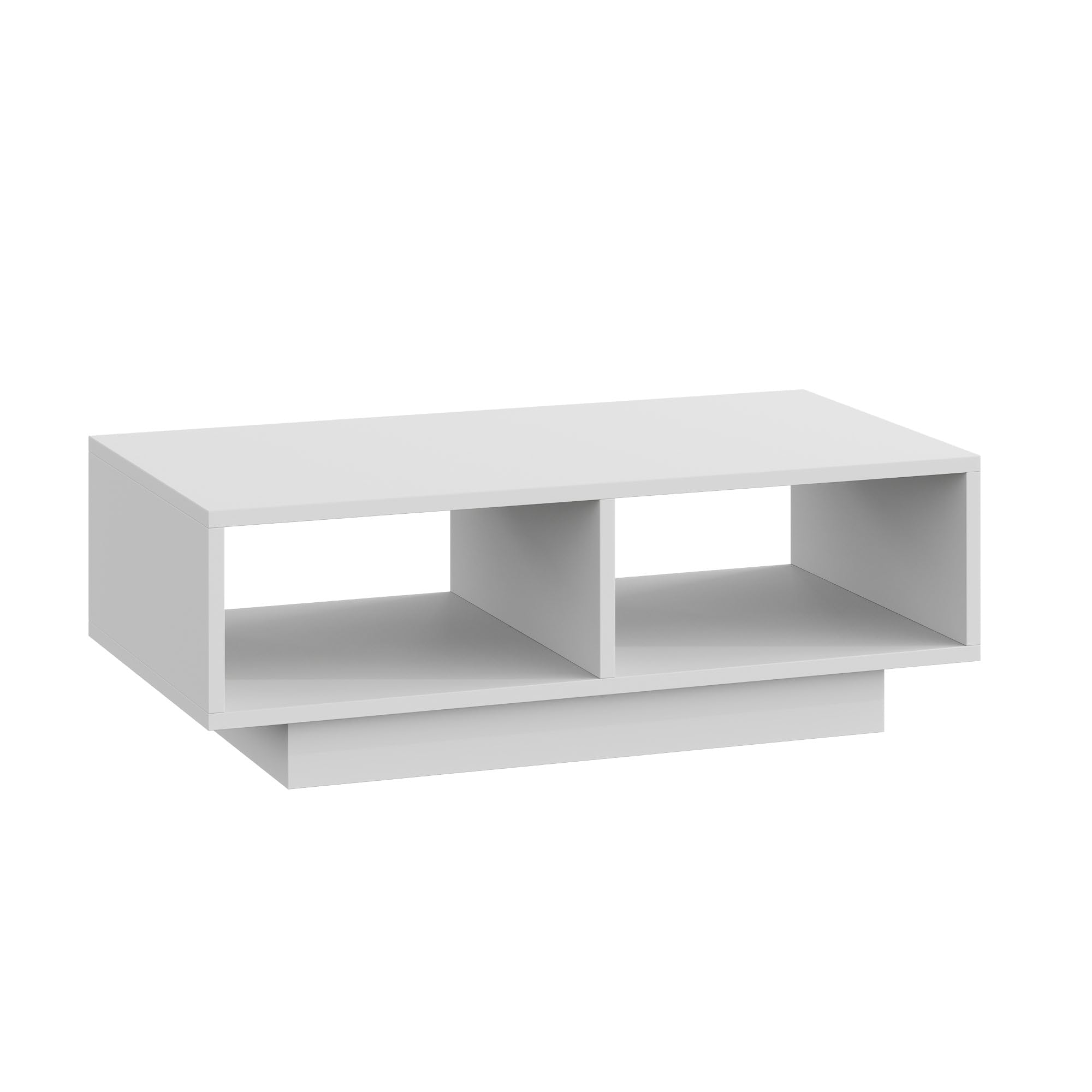 Mesa de Centro Blanca, Mesa de sofá Rectangular Moderna y Elegante con 2 Compartimentos Abiertos. Ideal para Sala de Estar, Dormitorio y Oficina