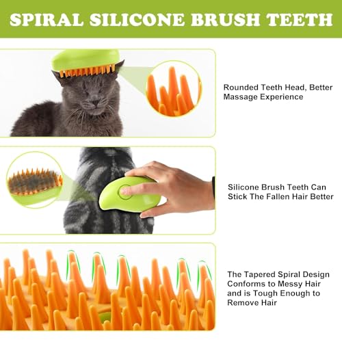 Image of Pet Steam Brush 3-in-1 - Cat & Dog Grooming Brush with Spray - Hair Remover & Deshedding Comb - Silicone Massage Cleaner for Pets