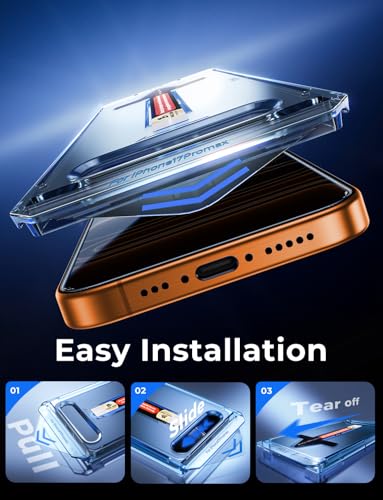 MAGIC JOHN 2 Pack for iPhone 17 Pro Max 6.9 inch Privacy Glass Screen Protector-[Anti-Spy] Auto Dust-Elimination, Bubble Free, Easy Installation, Daily Drop Protection - Thumbnail 4