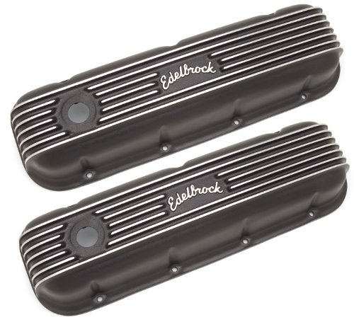 Edelbrock 41853 Black Classic Finned Aluminum Valve Cover