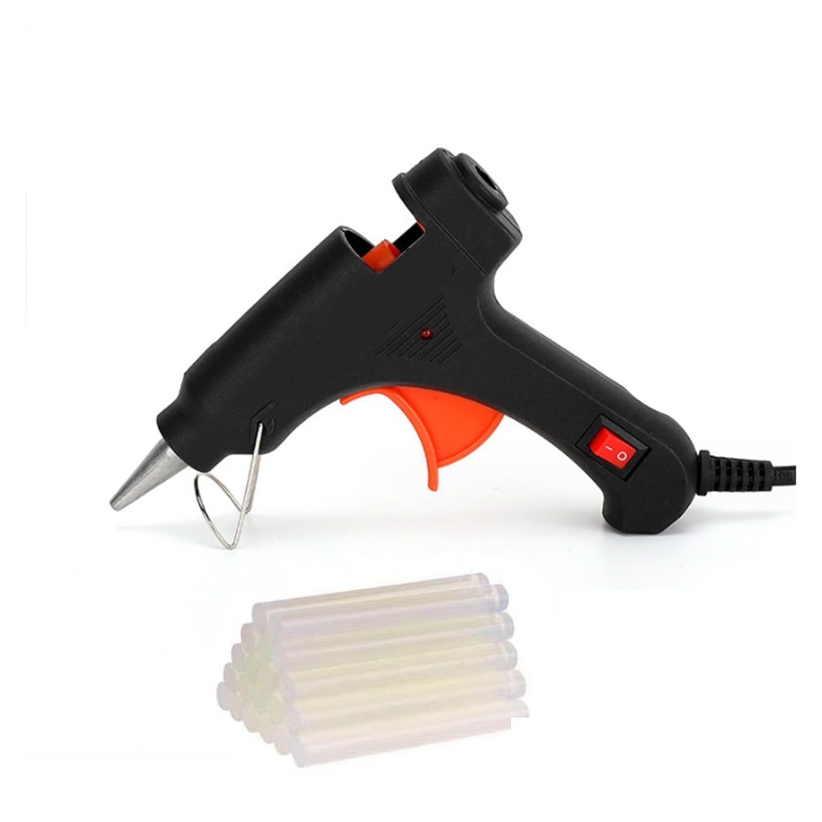 Pistola per colla a caldo, Pistola for colla a caldo da 20 W, mini pistola industriale for uso domestico, strumento elettrico for la temperatura del calore con bastoncini da 7 mm(Black*5)