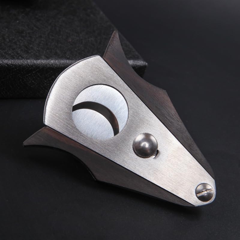JDIME Sandalwood Cigar Cutter Scissors Knife Sharp Blade Puncher Guillotine Smoking Tool Gift(01)