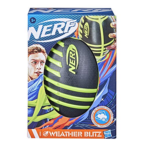 Nerf Weather Blitz Kids Foam Football, Green, 9" Inch Youth Sized Football, All Weather & Pool/Beach Ball, Easy-Grip Design - Image 2