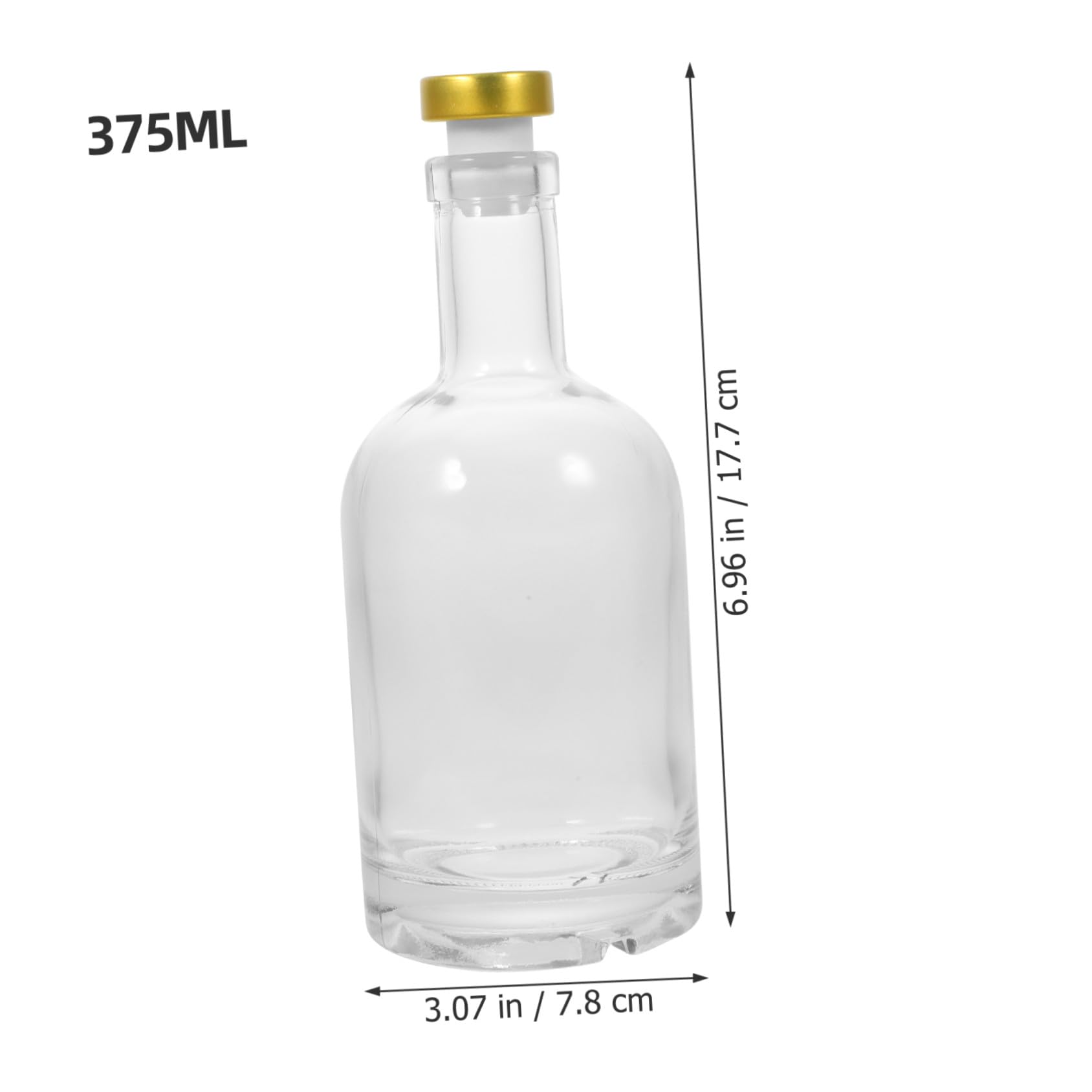 Packung Wodkaflaschen aus Dickem Glas 375ml für Zuhause und Club | Transparent, Fein Abgedichtet, Leicht zu Gießen, Leicht zu Reinigen, 2 Stück, 375ml Volumen Zufällige Farbe