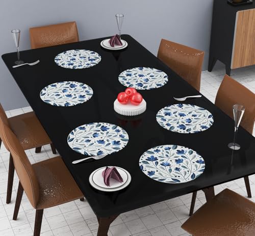 Image of LaVichitra Cotton Table Placemat | Dining Table Mat | Bed Side Table Mat | Cotton Round Shape Placemats | Washable PlaceMat for Shelves & Plant Pots - Pack of 6, Botanical Print