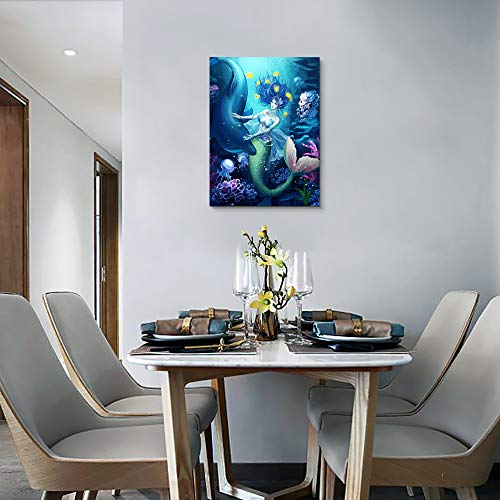 Dzrwubhs Canvas Wall Art For Bathroom Wall Decor For Living Room Modern Family Bedroom Canvas Art Kitchen Mermaid Pictures Artwork Wall Paintings Ready To Hang Home Decorations 12" X 16" Inch #TOP7