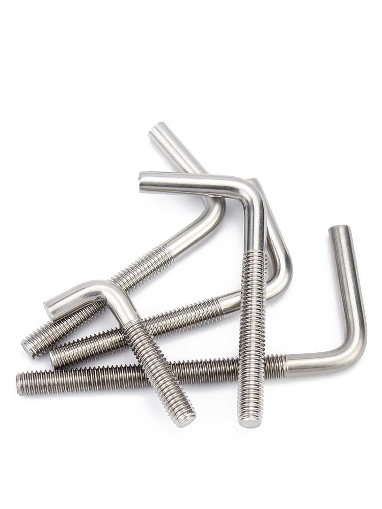 L Shape Foundation Bolts 304 Stainless Steel Right Angle Anchor Bolt Long Square Bend Screw，M4 M5 M6 M8 M10 M12 L Shaped Screws (M12x200(10pcs),10)