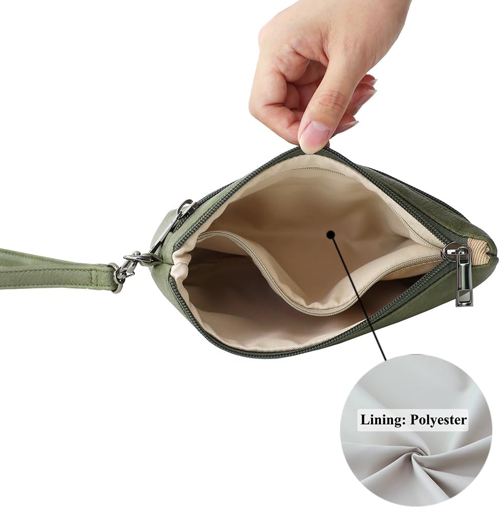 Small Wristlet Wallets for Women, Zip Clutch Bag with Wristlet Pouch, 3-Zipper Original Design - Image 3