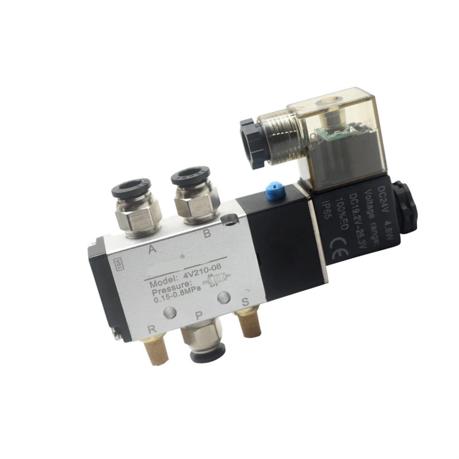 PXQCHAVLN 12V 24V 110V 220V 4V110-06 Single Coil 2 Position 5 Way Pneumatic Electric Magnet(With 8mm Fitting,DC12V)