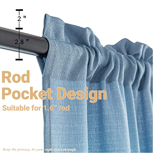 Yancorp Blue Curtains 63 Inch Length For Living Room 2 Panels Linen Textured Sheer Curtains Set Light Filtering Semi Sheer Drapes Curtains For Bedroom(Blue,W52 X L63) #TOP3