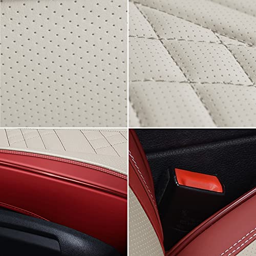 Image of GXT Car Seat Covers Front Seats Only, Front Car Seat Covers 2 Pack, Premium Faux Leather Car Seat Cushion - Universal Fit for Most Sedans SUV Pick-up Truck with Headrests(Red and White)