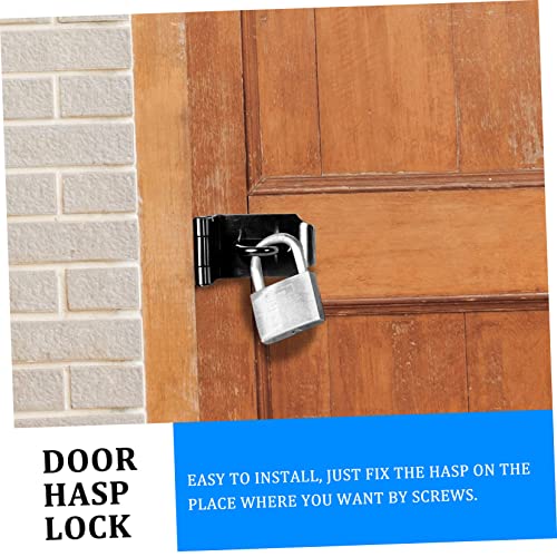 Image of DOITOOL 2pcs Stainless Steel Right Angle Door Buckle Lock Easy Install Security Latch for Home Cabinet Degrees Hasp for Doors Durable Accessory Black
