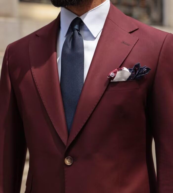 Mens Slim Fit 2 Piece Suits Two Button Casual Wedding Suits for Men Jacket Blazer & Pants Set2