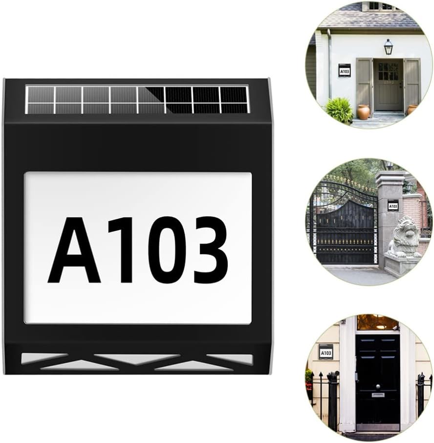 DOITOOL 1set Solar Powered Address Sign Led Light Outdoor House Number Plaque for Easy Installation Garden Patio Porch Bright Light for Enhanced Visibility