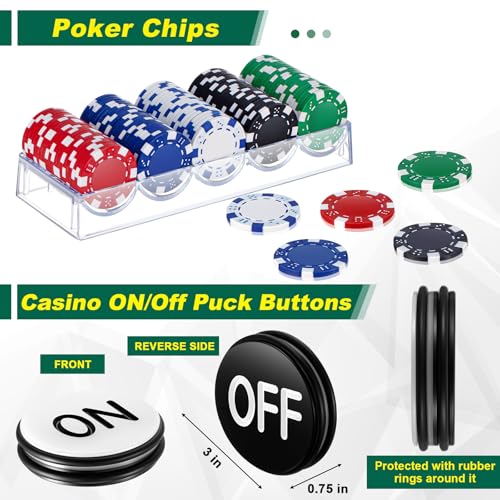 Lunmon Craps Tabletop Game Set Includes 35x70 Rubber Tabletop Layout Mat Craps Diamond Pyramid Rubber Bumper, Rattan Stick, Grade AAA 19mm Dice, On/Off Buttons, 100 Poker Chips (Professional) - Thumbnail 4