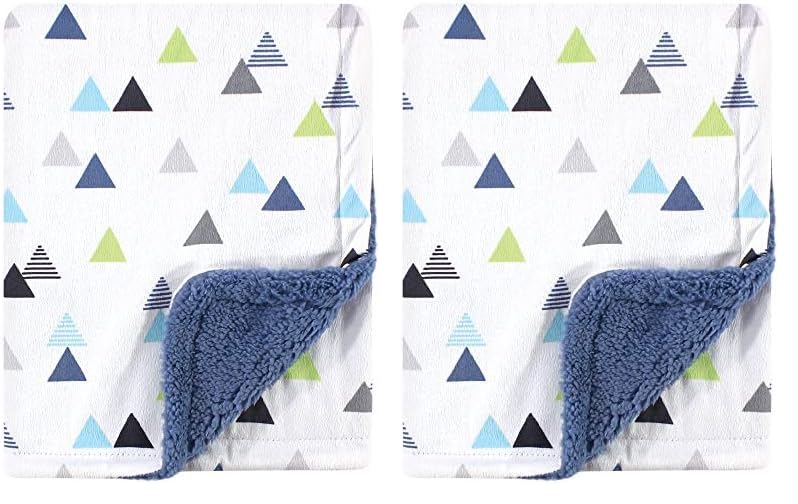 Image of Hudson Baby Unisex Baby Plush Mink and Sherpa Blanket, Abstract, One Size (Pack of 2)