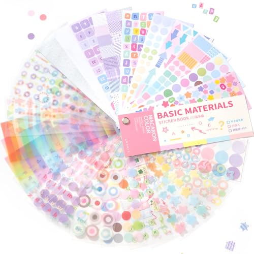 Alideco 30pcs Scrapbook Stickers Vintage Color Card Base Shapes Sticker Book for Adults Sticker journaling Stickers for Scrapbooking (yanxipian)