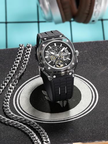Image of French Connection | Skeleton Dial | Transparent Acrylic Case | Silicone Strap | Quartz Watch for Men - FCG01