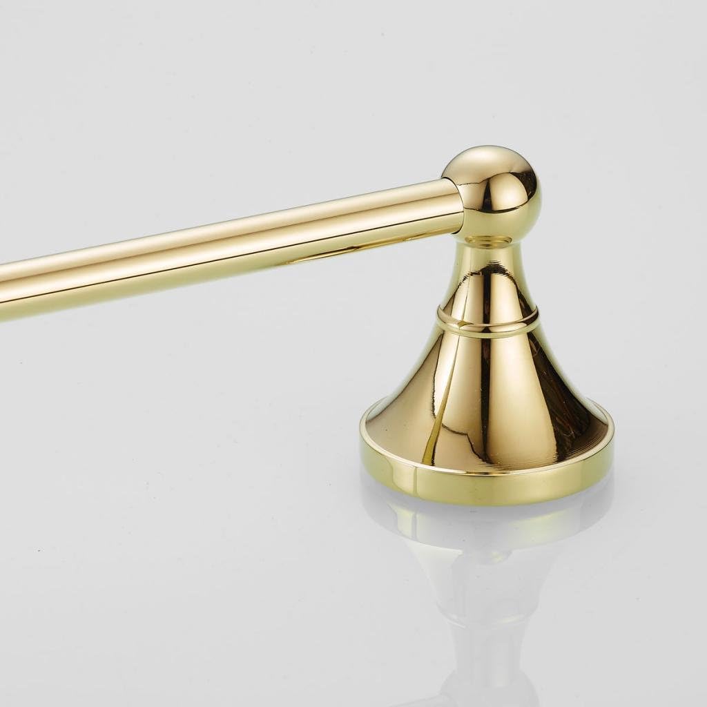 Luxury Golden Brass Wall Mounted Towel Ring for que Bathroom and Kitchen Decor, Space-Saving and Rust-Proof Design, Complete with Mounting Accessorie - Golden, 1 Line