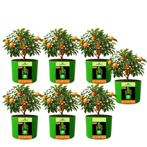 Image of Kingwell grow bags 15x18 inch pack of 7 For Terrace Garden Vegetable Plant Grow Bags Fruits Growing Containers For terrece Gardening