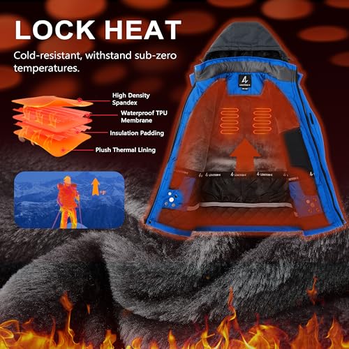 Image of Mens Winter Coats Ski Snowboard Jacket Down Waterproof Coat | Warm Jacket, Insulated Jacket, Cold Weather Jacket, Heavy Jackets, Winter Parka, Windproof Coat, Hiking, Camping, Working