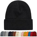 ZOORON 1&2 Packs Beanie for Men Women Men's Beanie Hat Acrylic Knit Cuff Beanie Cap Slouchy Knit Skull Cap Warm Winter hat Black