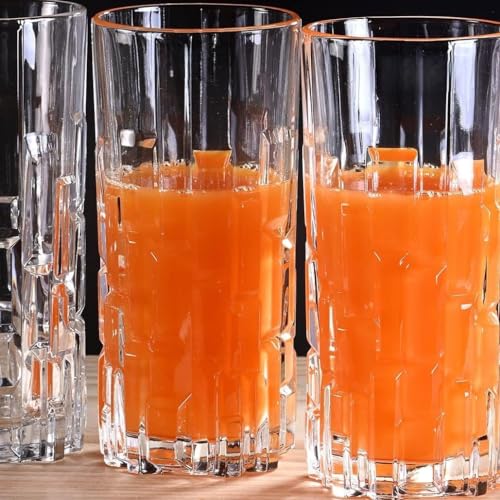 Image of Premium 350ML Juice Glasses Drinking Glasses, Highball Lead-Free Glasses, Tumblers for Water, Juice, Beer, Cocktail and Mixed Drinks - Pieces, Transparent (Lining Glasses, 2 Count (Pack of 1))