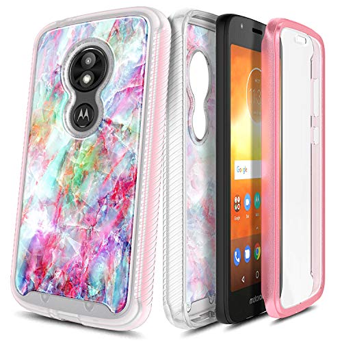 E-Began Case for Moto E5 Play, Moto E5 Cruise, Full-Body Protective Rugged Matte Bumper Cover with Built-in Screen Protector, Marble Design, Shockproof Impact Resist Durable Phone Case -Fantasy
