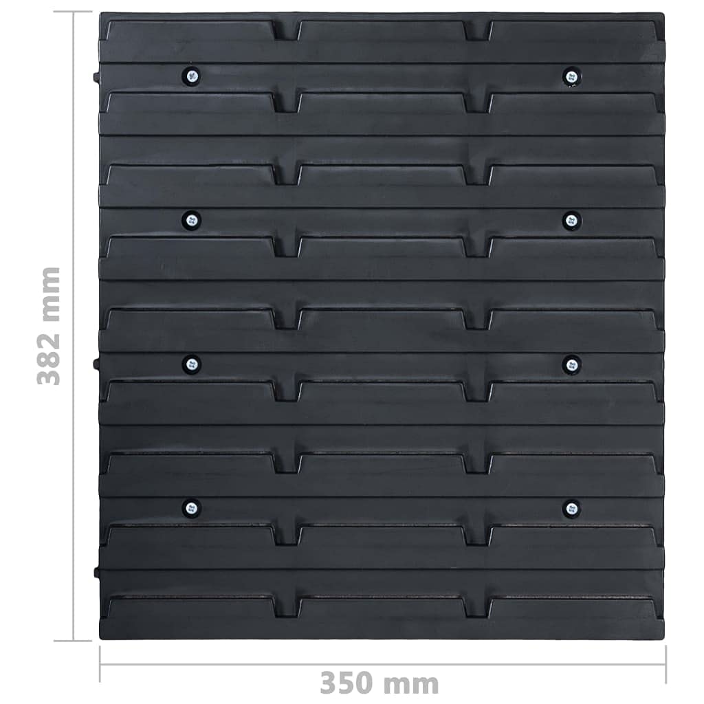 Juego de 96 piezas de almacenamiento para piezas pequeñas con paneles de pared azul y negro, sistema de plástico resistente para taller, garaje, sala de hobby, incluye 90 cajas y 6 paneles de