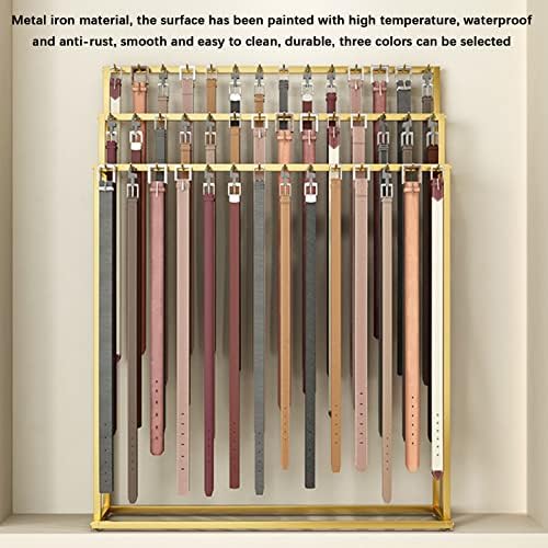 Gold Belt Display Stand - Free Standing Storage Rack for Ties, Scarves, Handbags & Trousers - Multifunctional Retail Organizer for Boutiques & Shops - Size: 60x