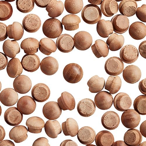 WidgetCo 1/4" Cherry Button Top Wood Plugs, Woodworking Plugs, Can Be Sanded, Stained, or Painted (Qty 100)