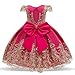 NNJXD Filles Dentelle Brodé Dos Nu Princesse Anniversaire Fête Robe Taille (140) 7-8 Ans 711 Rose Rouge-A