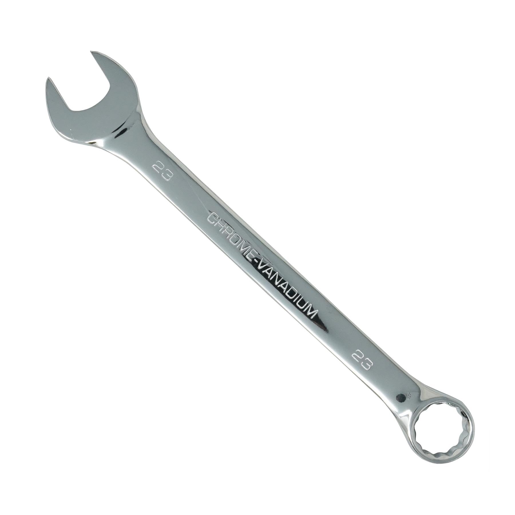 Dapetz Chrome,Silver ® 23Mm Combination Spanner Fixed Head Open End Ring Wrench Mirror Polished Chrome Vanadium Steel Metric Hand Tool Heavy Duty
