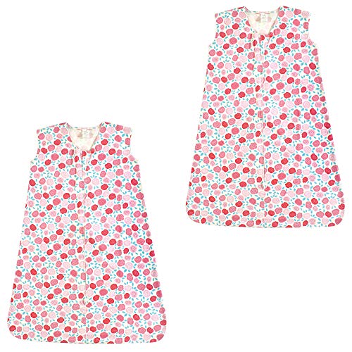 Image of Touched by Nature Baby Organic Cotton Sleeveless Wearable Sleeping Bag, Sack, Blanket, Rosebud 2-Pack, 6-12 Months